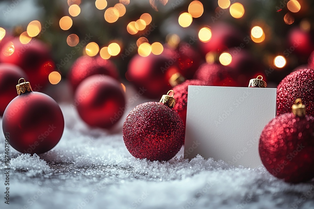 Poster this stock photo features a description and keywords that include a blank card situated in a winter 