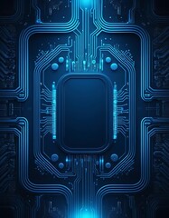 Abstract Blue Circuit Board Design, High Tech Digital Pattern