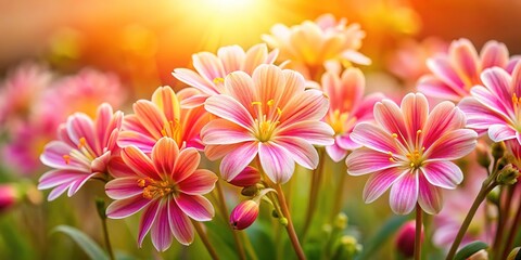 Fototapeta premium Cliff Maids, blooming Lewisia, spring's simple light.