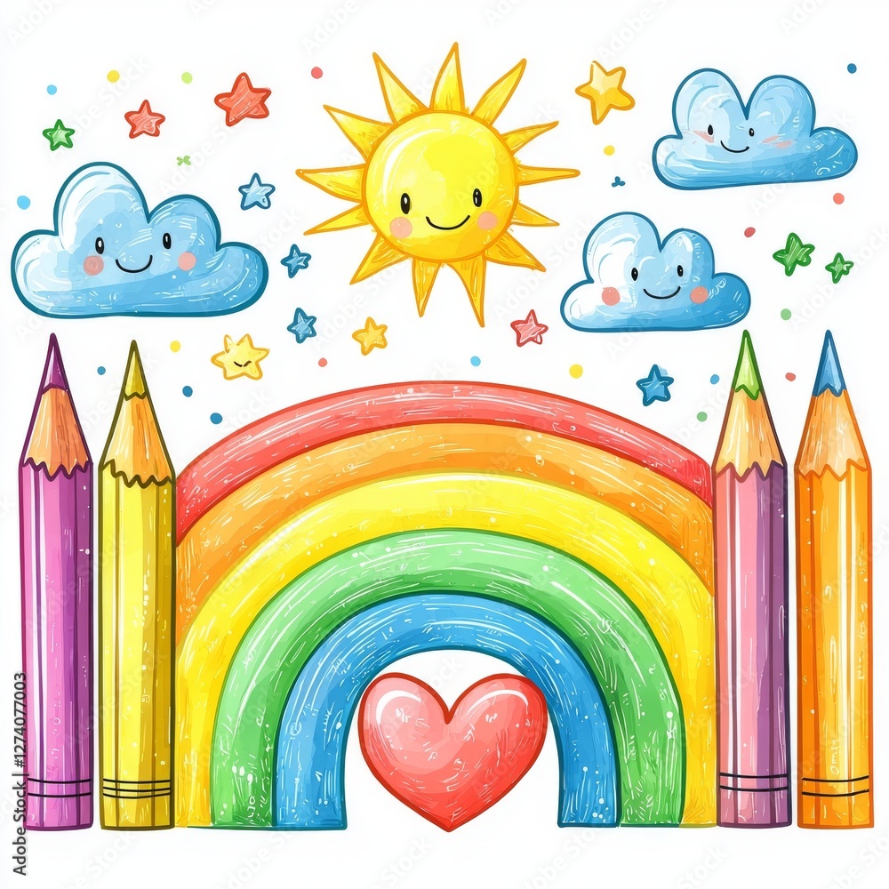 Poster this image is represented by a description and keywords, which include a colorful doodle illustratio