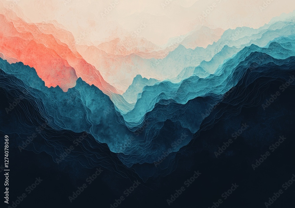 Poster the dynamic visual flow is generated by vibrant colors in abstract waves