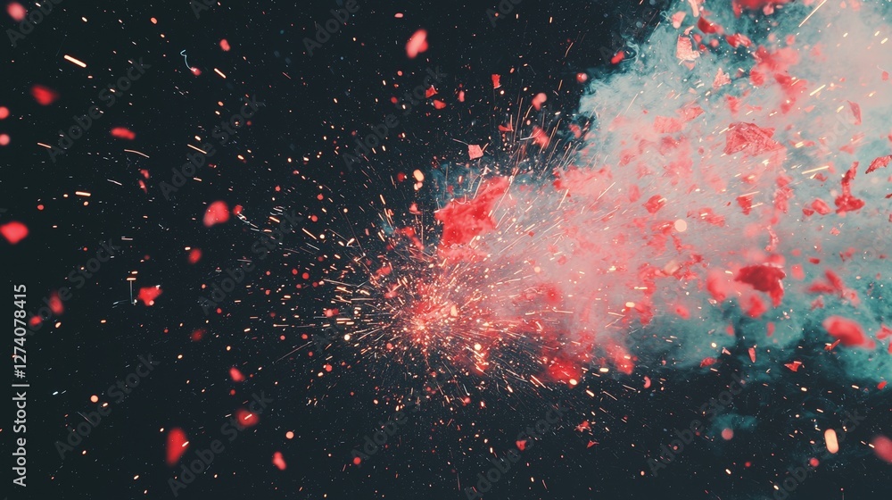 Poster illuminated trails and dynamic abstract sparks fuse to create a vibrant motion texture that conveys 