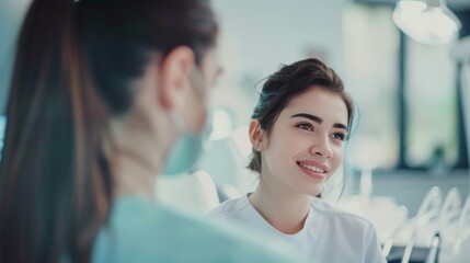Obraz premium Portrait of a young doctor woman posing in the hospital room.
