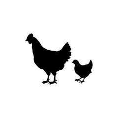Han and chick icon silhouette vector illustration on white background
