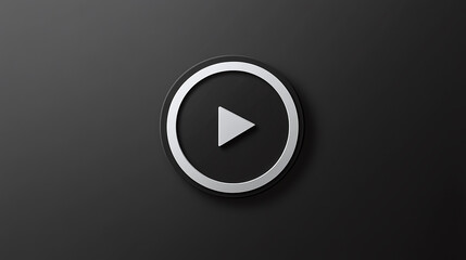 Play Button: A sleek, minimalist symbol on a dark background, inviting users to engage with multimedia content. Modern design for intuitive interaction.