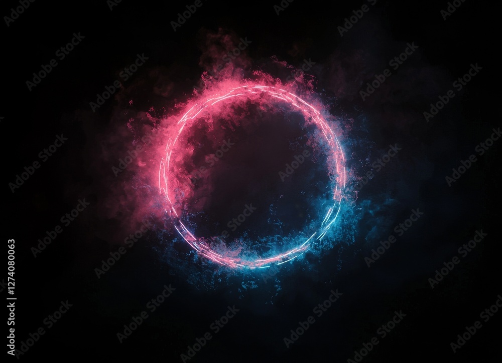 Aufkleber a dynamic visual effect is created by luminous, swirling trails of blue and orange light set against