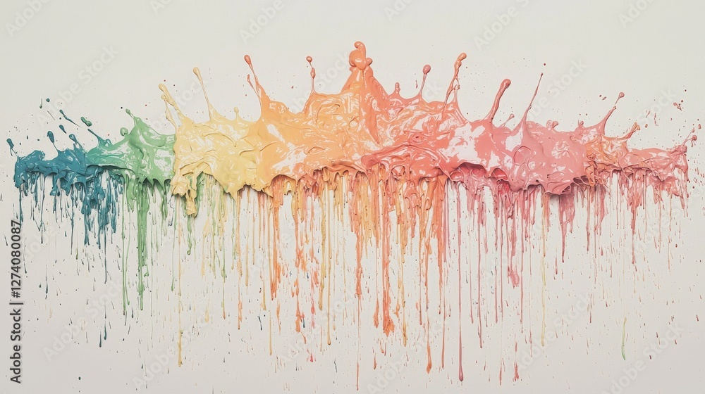 Poster a dynamic visual is created by a vibrant splash of multicolored paint against a gradient background,