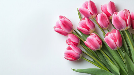 Obraz premium A delightful bouquet of tulips, a symphony of petals dancing in the gentle breeze. Their soft hues paint a canvas of pure tranquility and springtime joy.