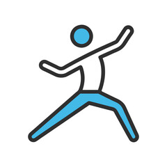 Flat Design Person Stretching Icon