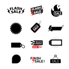 Icon vector set of sale labels . Sale quality tags and labels. Template banner shopping badges. Illustration 