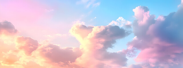 Colorful sky with pastel clouds, beautiful and dreamy
