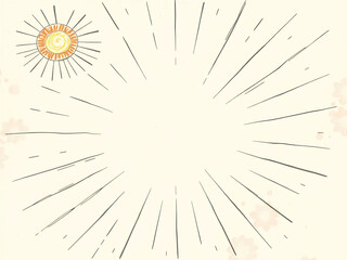 Fototapeta premium Starburst Lines With Floral Patterns On Beige Backdrop In Light Color Scheme