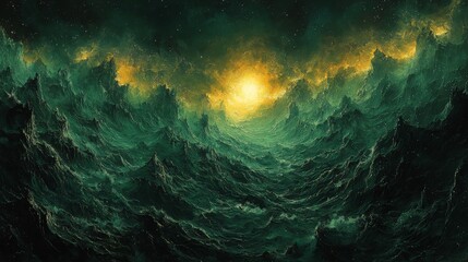 Obraz premium Textured Painting of Green and Yellow Hues with Expressive Brushstrokes on a Canvas