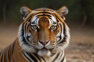 Fototapeta premium there is a tiger that is looking at the camera