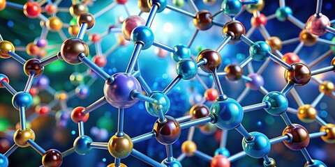 Material science visualization:  Molecule structures arranged with the rule of thirds for clarity.