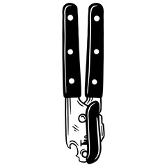 Black and white Can Opener illustration with size 3000 x 3000 px resolution 300 DPI