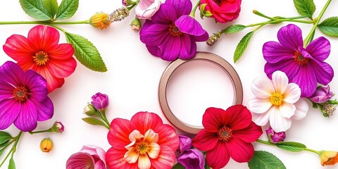 Floral Embrace: Rings of Love Nestled Amidst Delicate Blossoms