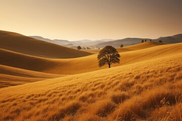Obraz premium there is a lone tree in the middle of a field