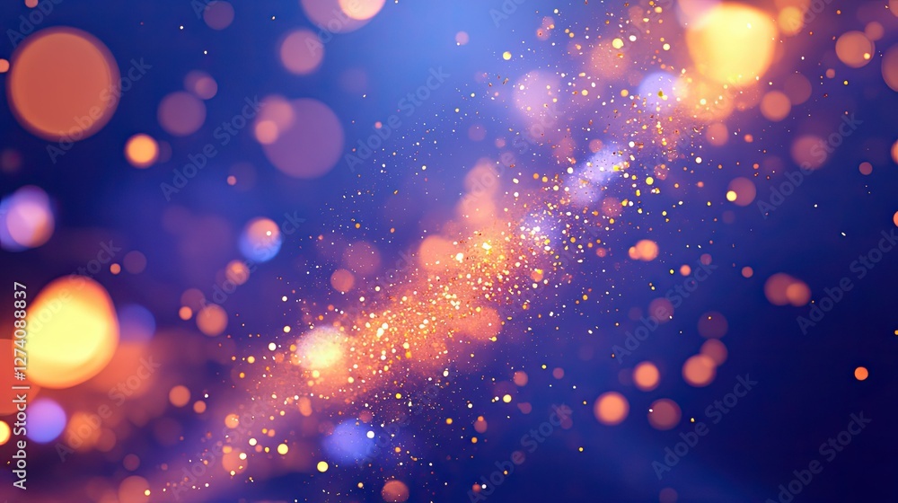 Aufkleber glowing golden bokeh particles scattered gently on a soft cream background, creating an elegant and 