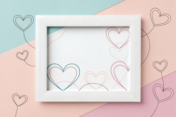 Minimalist valentine's day frame with delicate heart background, romantic heart frame