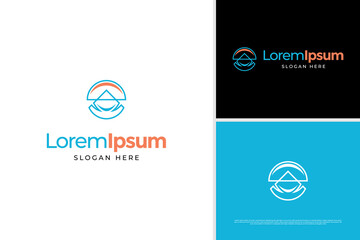 Abstract mountain adventure badge logo vector design