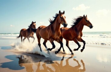 Obraz premium horse on the beach