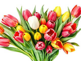 Fototapeta premium Garden's Rainbow: A Tapestry of Tulip Hues