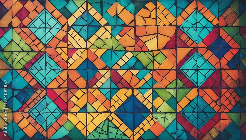Poster kaleidoscopic geometry, an array of triangular and square tesselations