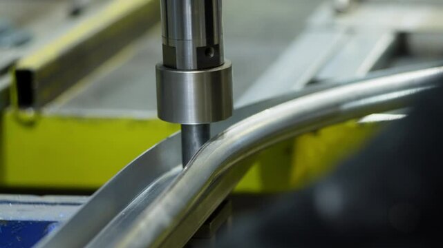 Close-up of metal riveting in production. High quality 4k footage