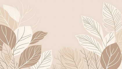 Minimalist botanical illustration with elegant leaves and neutral color palette
