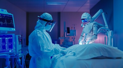 Advanced medical technology with ai robots enhancing diagnosis and patient care for future healthcare innovation