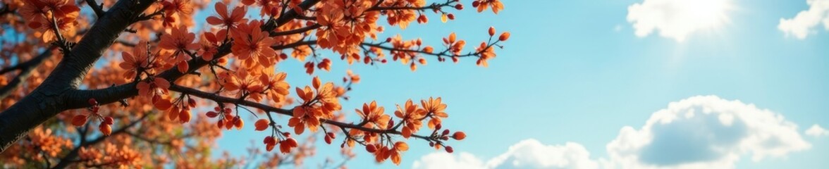 Almond tree branches stretching towards the sky, almonds, forest