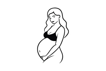 Elegant Pregnant Woman Line Art Design