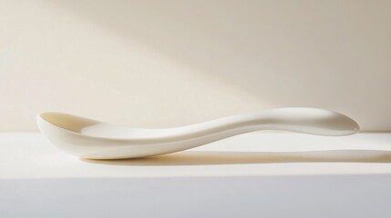 Modern White Ceramic Spoon Rest on Neutral Background
