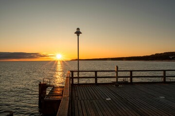 Panoramaview Vinetabrücke Ostseebad Zinnowitz zum Sonnenaufgang