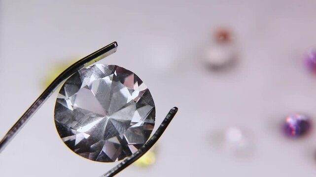 Macro close up of flawed cut and polished gemstones
