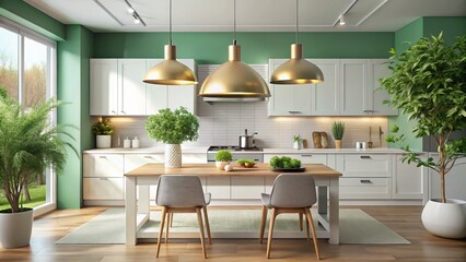 Modern Eco Kitchen Interior Design with White Kitchen Set