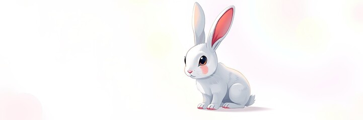 Pastel Paradise: Anime Rabbit Leaps on Rainbow Canvas