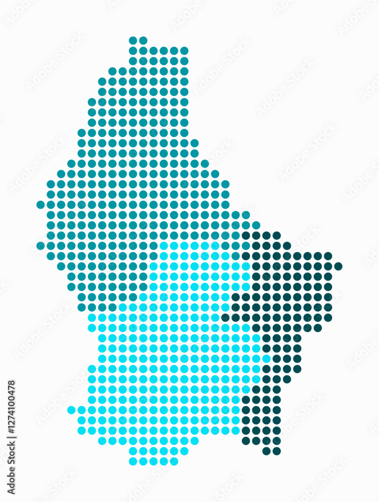 Poster luxembourg dotted map. digital style map of the country on white background. luxembourg shape with c