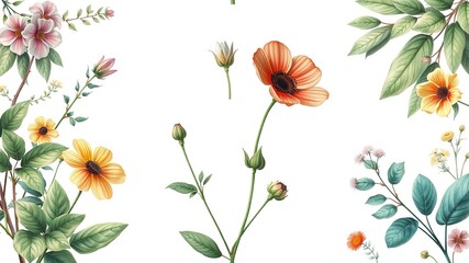 Nature's Canvas: Enchanting Botanical Illustrations in the Embrace of Habitats