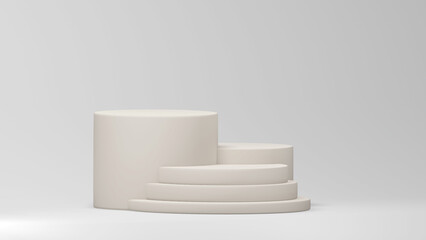 White 3D Podium Platform Stair for Product Display