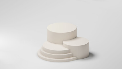 White 3D Podium Platform Stair for Product Display