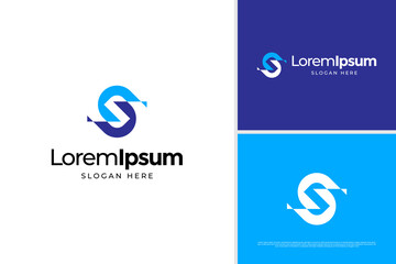 Modern letter S pixel technology logo vector design. Initial S geometric logo design template