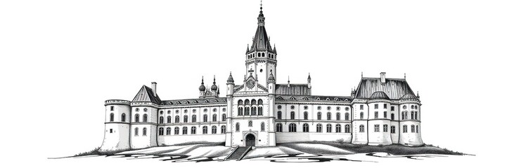 Rosenborg Castle Sketch Boho Art Style