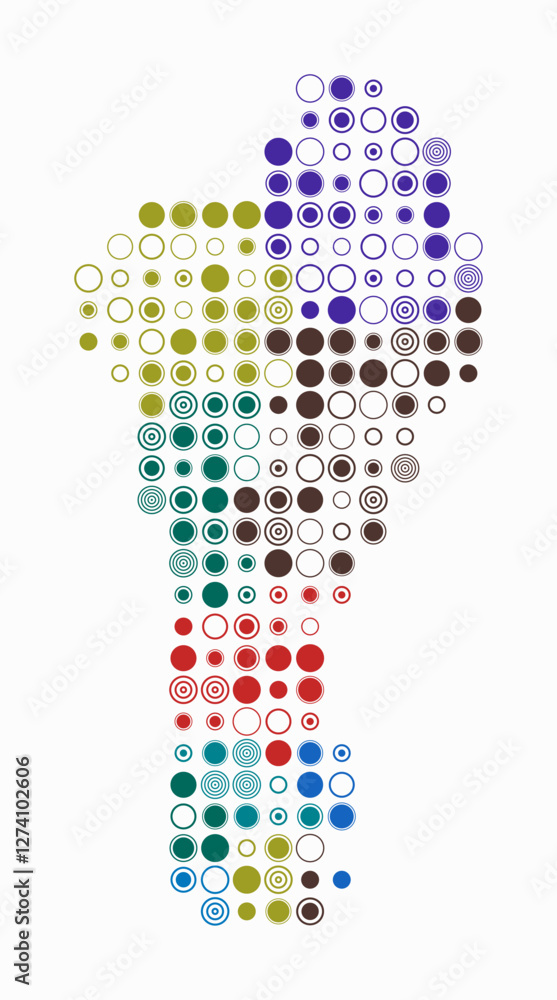 Poster benin, shape of the country build of colored cells. digital style map of the benin on white backgrou