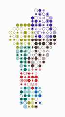 Benin, shape of the country built of colored cells. Digital style map of Benin on a white background. Large size circle blocks. Artistic vector illustration.