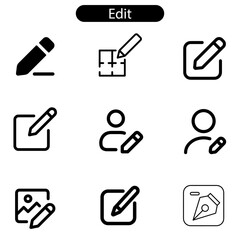 Edit icon set. edit document icon. edit text icon. pencil. sign up vector art illustration on white background.