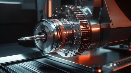 Fototapeta premium High-precision cnc milling machine in action – advanced metalworking technology