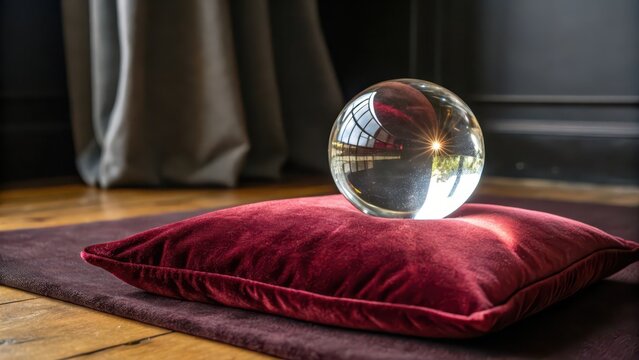 Crystal Ball on Velvet Cushion