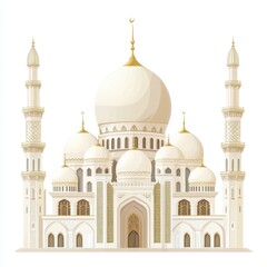 Obraz premium White and Gold Grand Mosque with Domes and Minarets